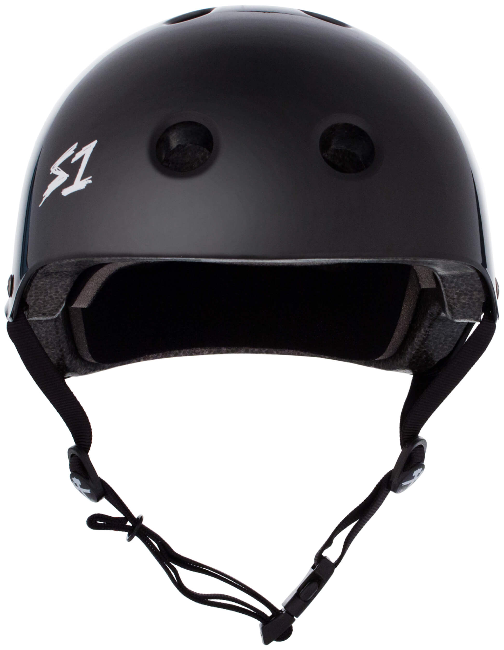 S1 Lifer Helmet - Casque noir brillant avec sangles noires