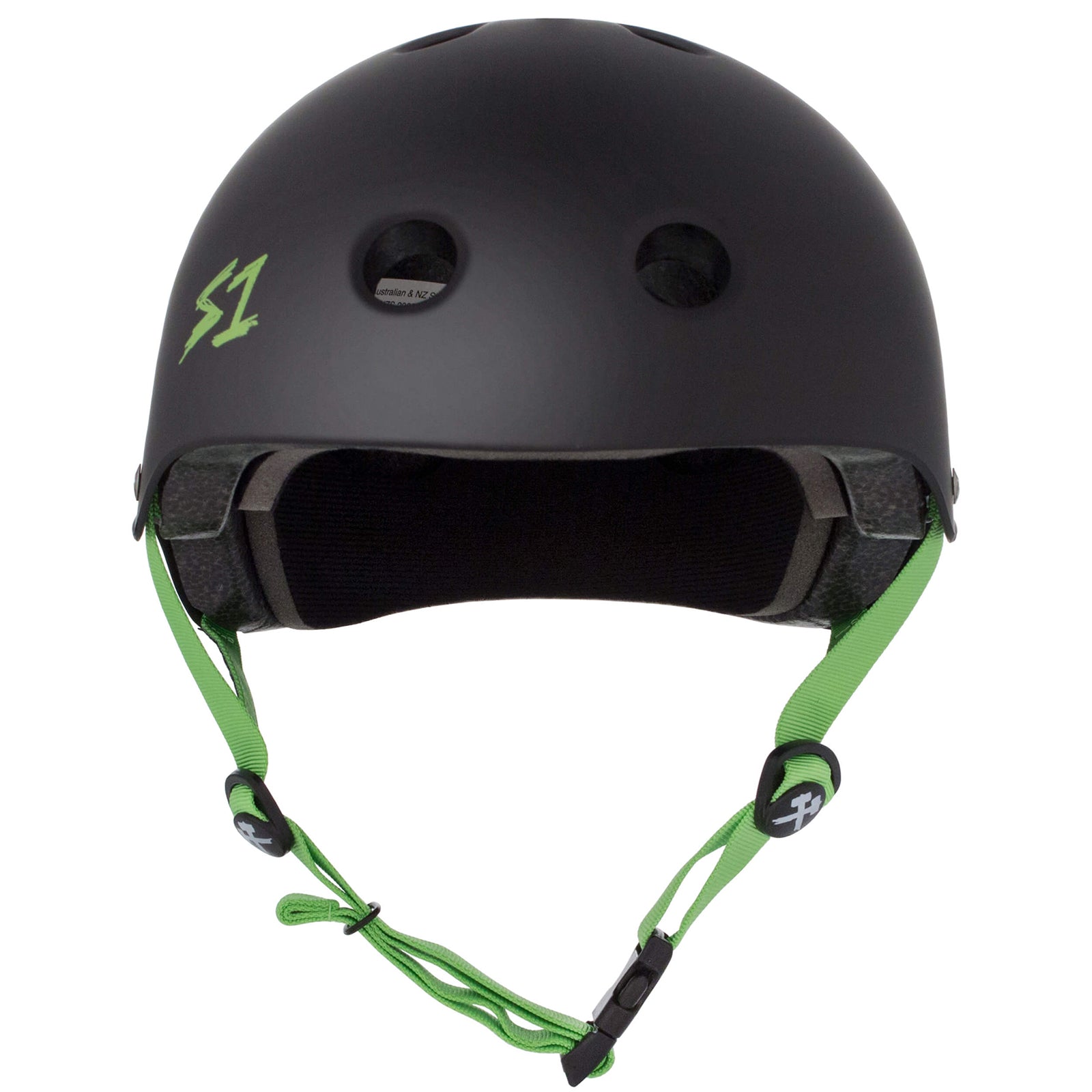 S1 Lifer Helmet - Casque noir mât avec sangles vertes