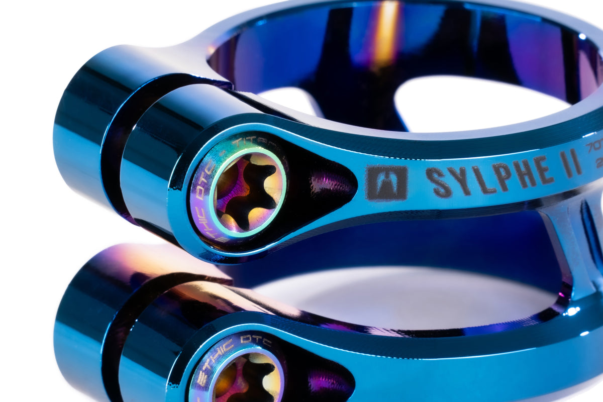 Ethic DTC Clamp Sylphe V2 CHROME BLEU - Diamètre : 31.8mm Standard