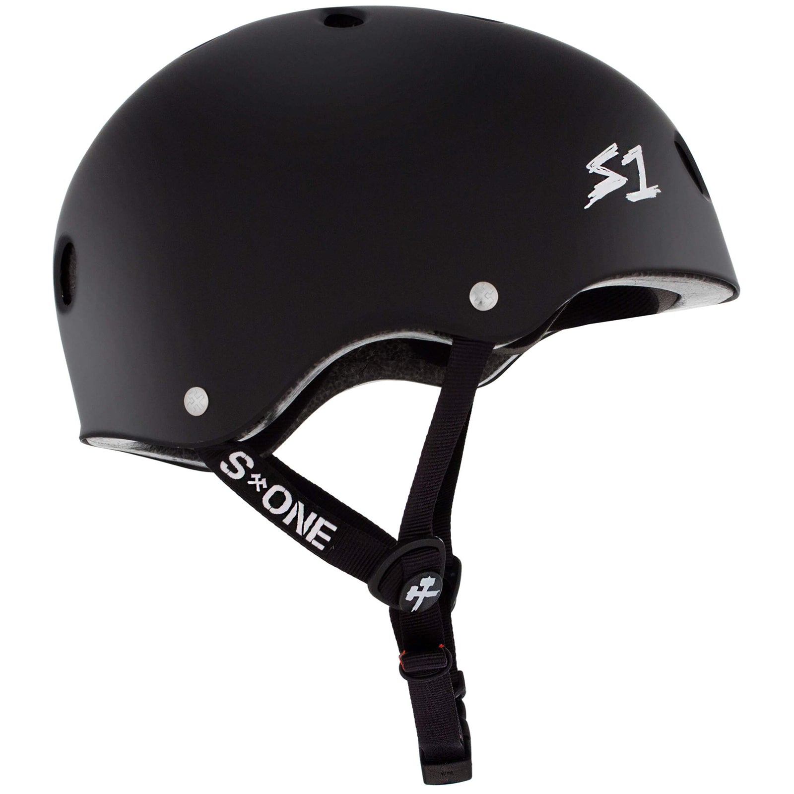 S1 Mega Lifer Helmet - Casque noir mât avec sangles noires (Grand)
