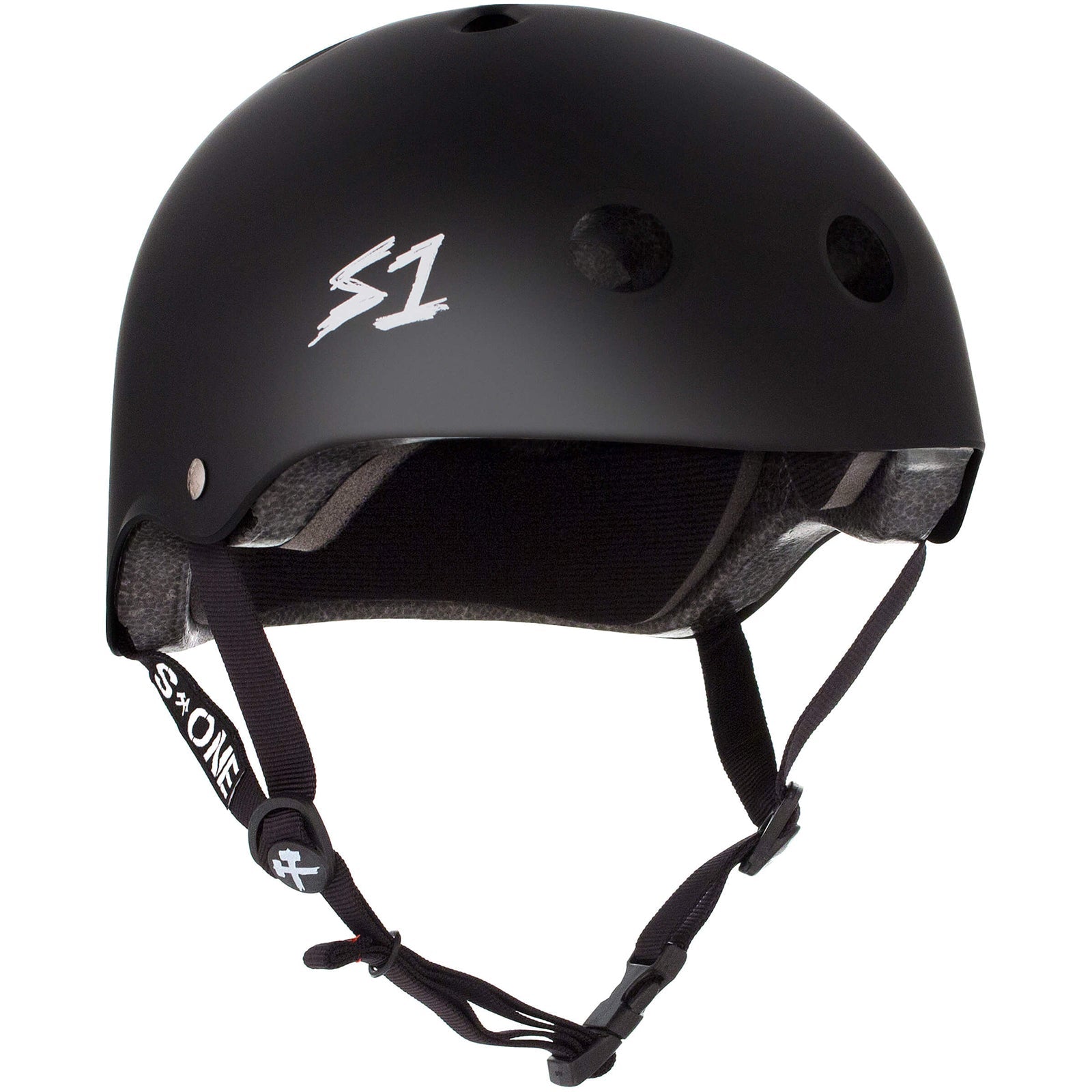 S1 Mega Lifer Helmet - Casque noir mât avec sangles noires (Grand)