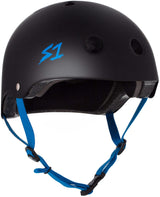 S1 Lifer Helmet - Casque noir mât avec sangles cyan