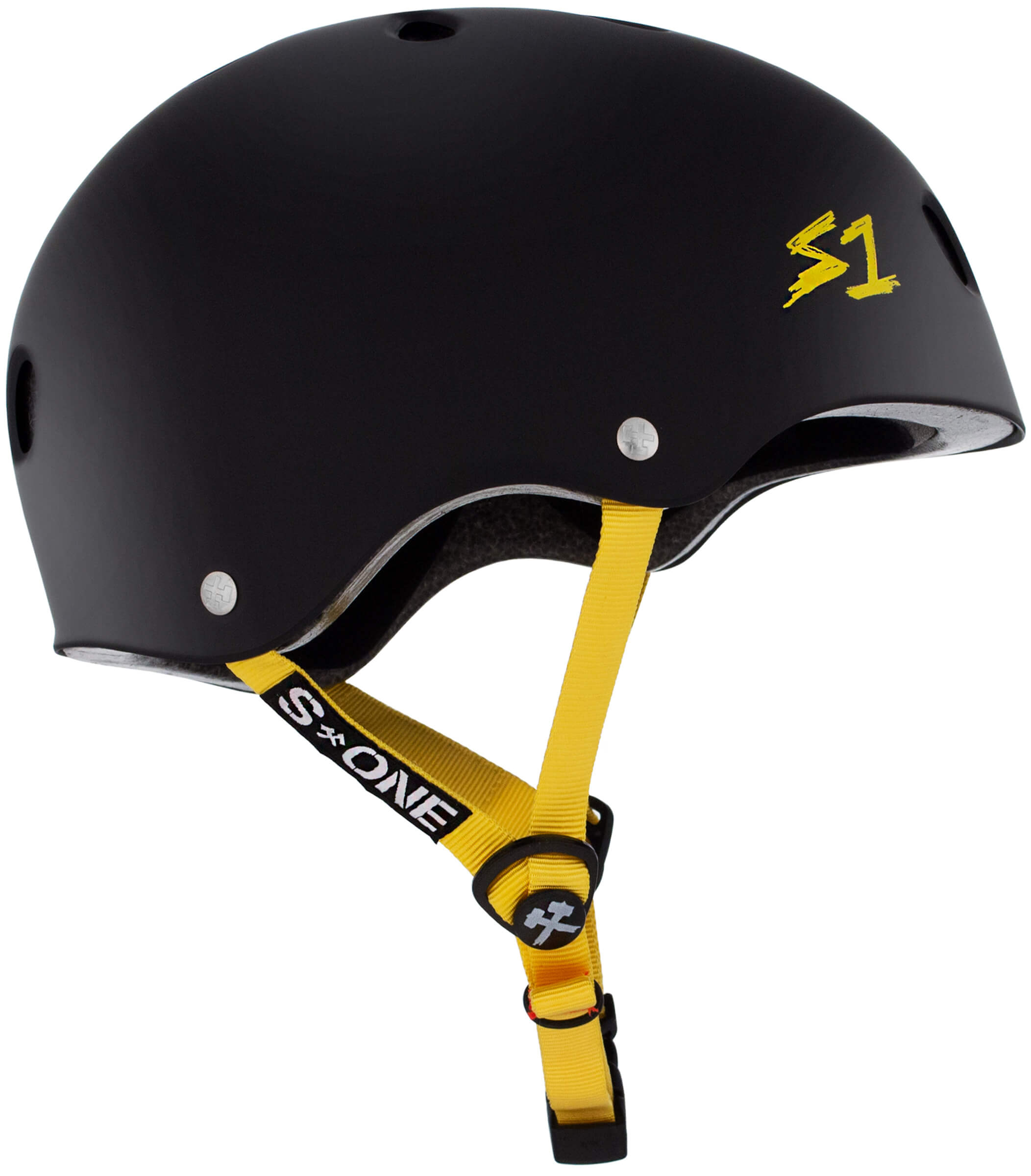 S1 Lifer Helmet - Casque noir mât avec sangles jaune
