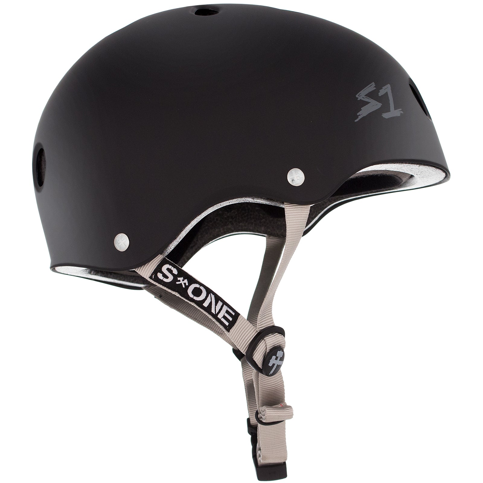 S1 Lifer Helmet - Mast black helmet with gray straps
