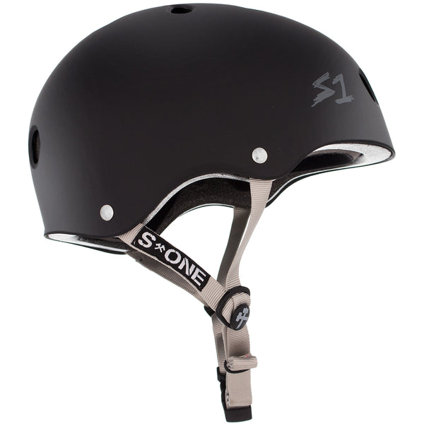S1 Lifer Helmet - Casque noir mât avec sangles grises