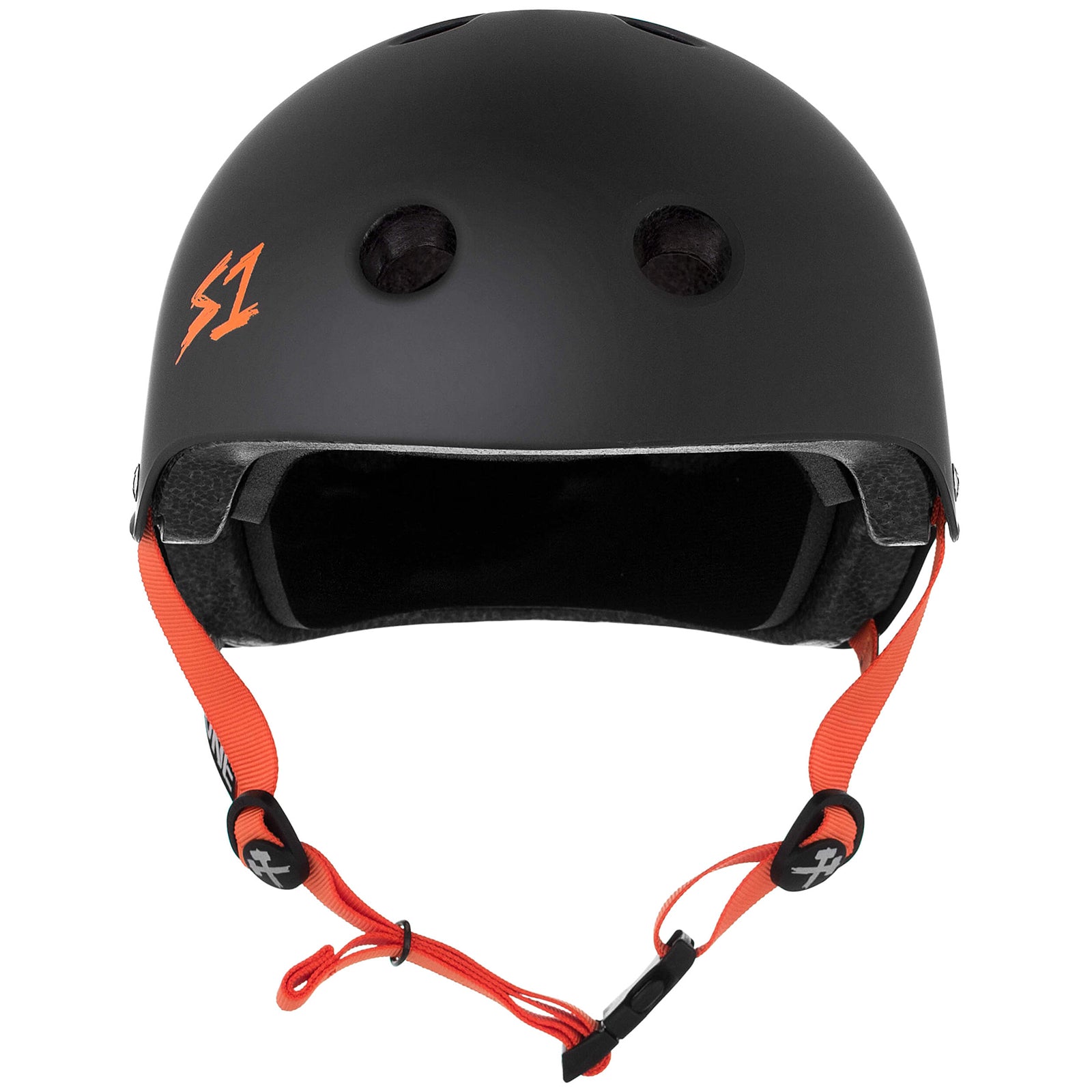 S1 Lifer Helmet - Casque noir mât avec sangles oranges