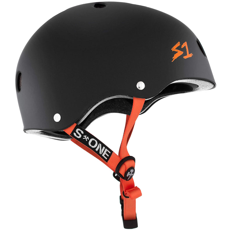 S1 Lifer Helmet - Mast black helmet with orange straps