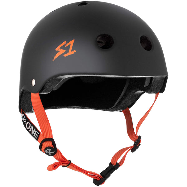 S1 Lifer Helmet - Casque noir mât avec sangles oranges