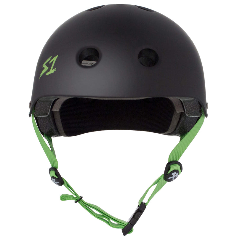S1 Lifer Helmet - Casque noir mât avec sangles vertes
