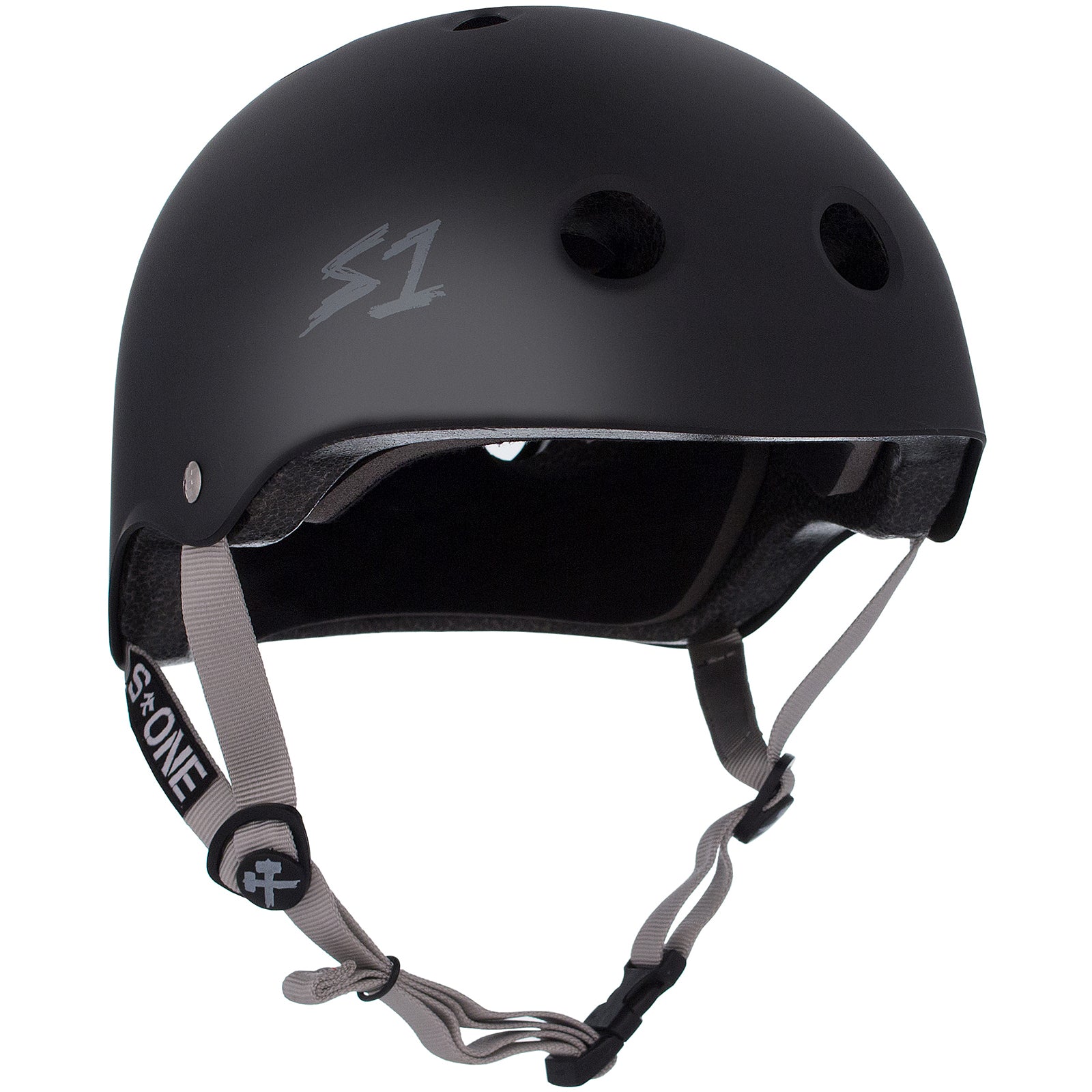 S1 Lifer Helmet - Mast black helmet with gray straps