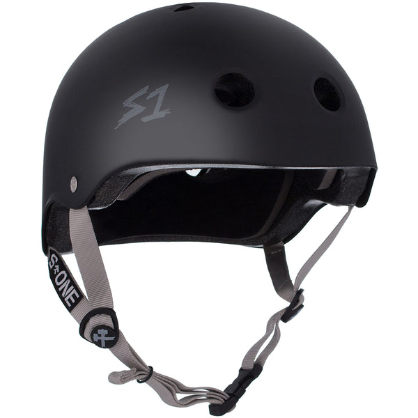 S1 Lifer Helmet - Casque noir mât avec sangles grises